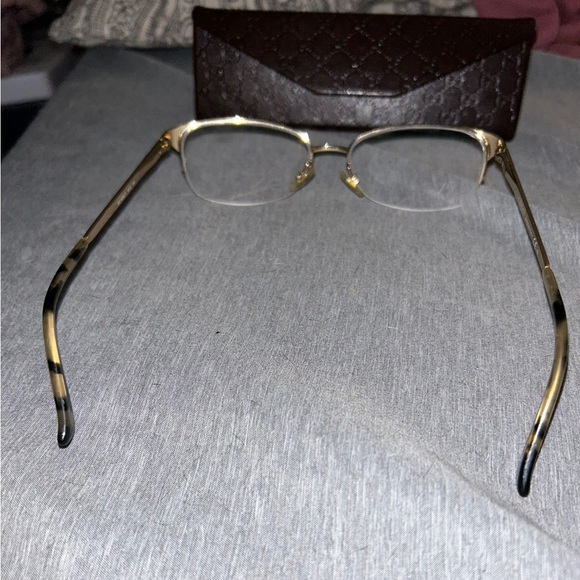 Gucci Vintage Rare Prescription Eyeglasses Readers Gold Cream & Tortoise Shell - Picture 8 of 9